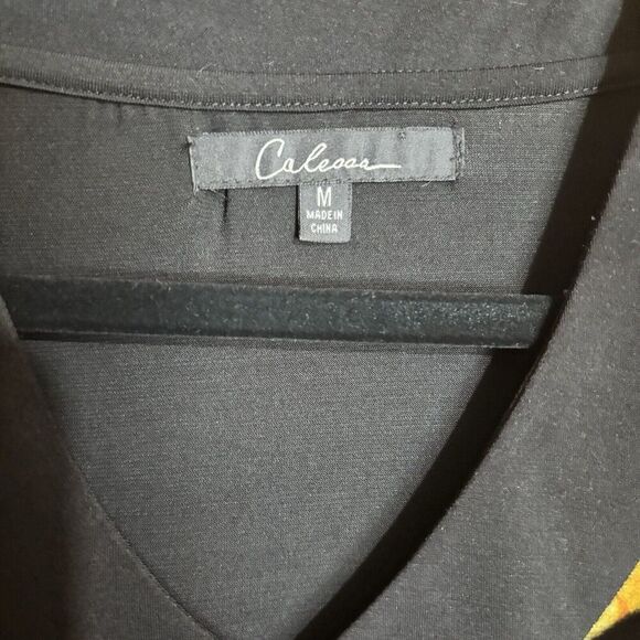 Calessa Tunic Top Medium Multicolor Boho Artsy Mix Print Art To Wear Blouse - Picture 7 of 9